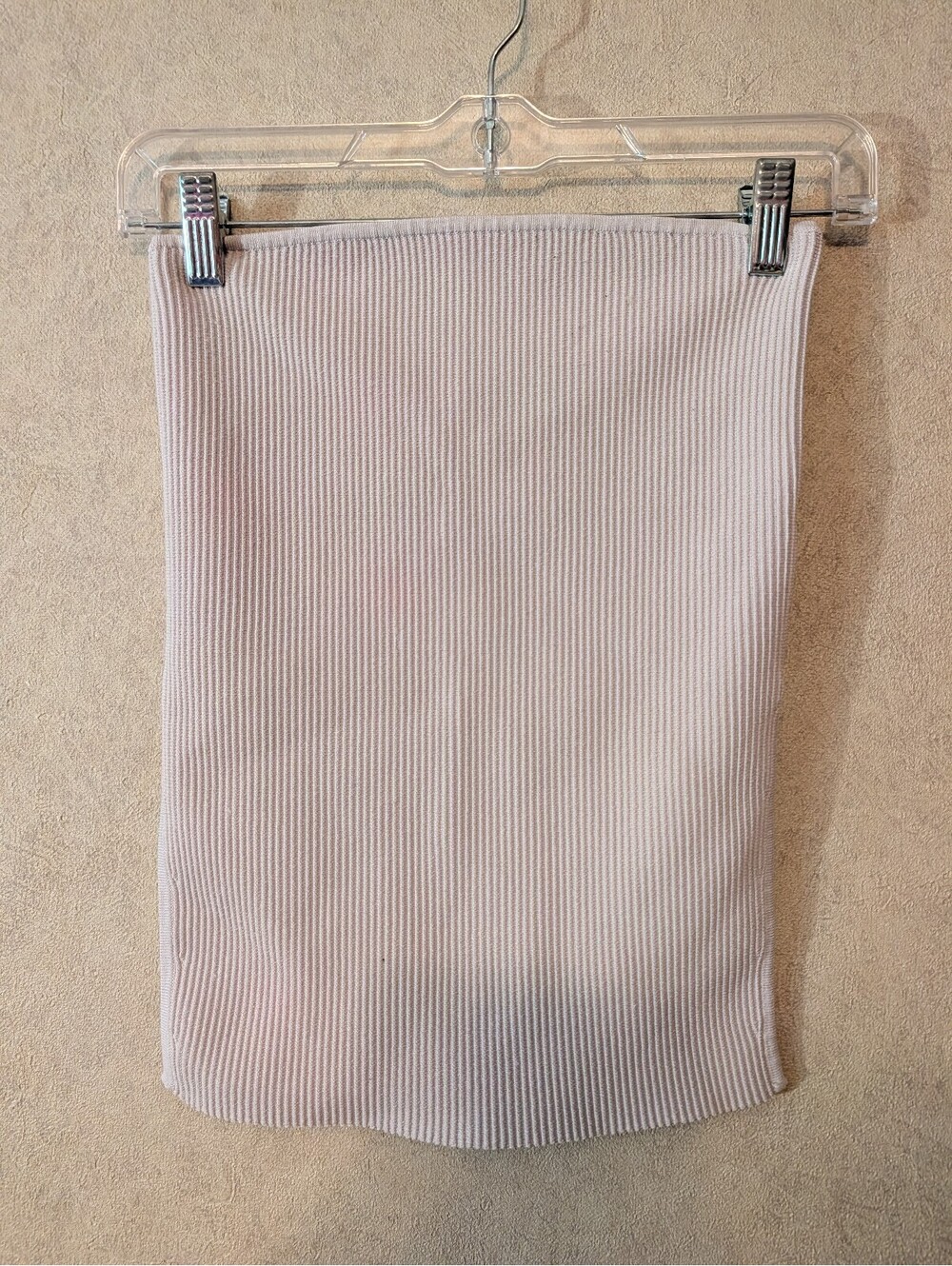 BABATON Aritzia beige ribbed sculpt knit strapless top sz S